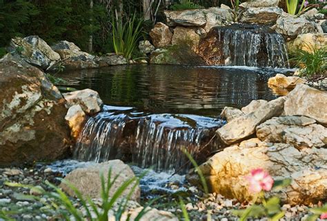 Swimming Pond With Waterfall Fountains Backyard Ponds Backyard Garden
