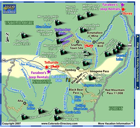 Telluride Atv Jeeping Trails Map Co Colorado Vacation Directory