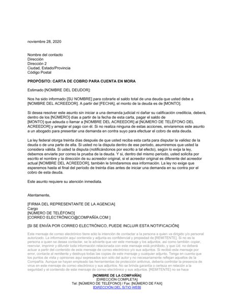 Carta De Cobro Mediante Agencia De Cobros Modelos Y Ejemplo