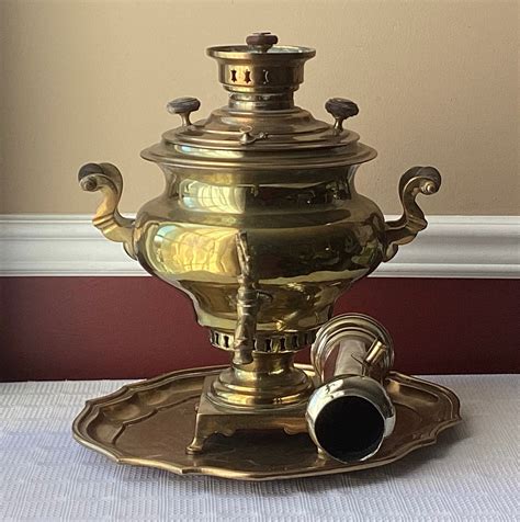 Antique Russian Samovar With Indian Brass Tray Etsy