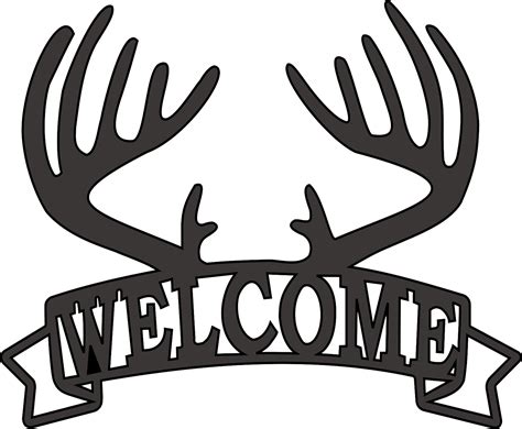 Steel Welcome Sign With Antlers Rustic Home Decor Deer Hunting Sig