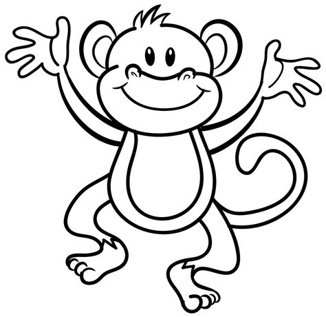 Monkey Drawing Easy Cute Clipartmag Hanging Sketch Coloring Page