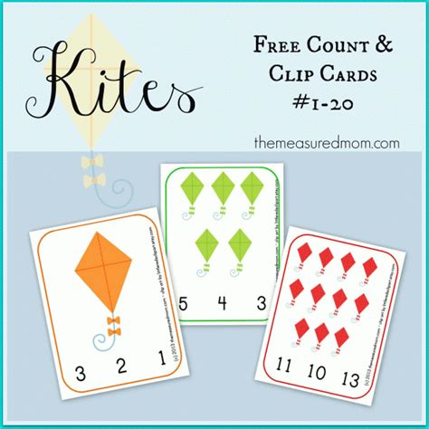 Kite Printable Count And Clip Cards 1 20 Kites Count And File Folder