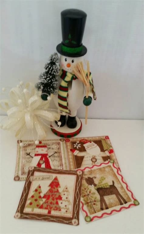 Christmas Coasters Holiday Coasters Set Of Four Christmas