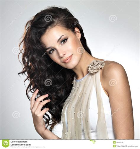 Beautiful Woman With Long Brown Hair Royalty Free Stock