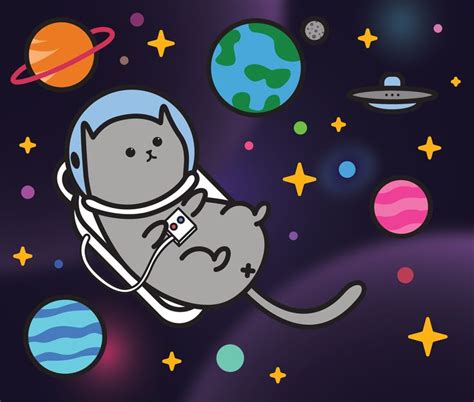Astronaut Cat Cute Cat In Space Space Animals Space Drawings