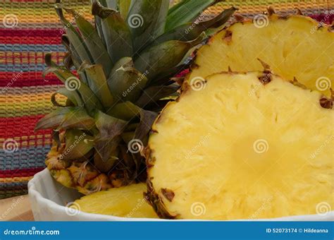 Fresh Cut Pineapple Stock Photo Image Of Plant Close 52073174