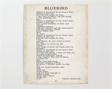 printable charles bukowski bluebird poem print classic poem etsy