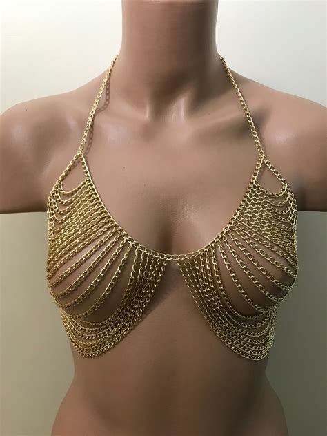 Gold Chain Bra Body Chain Body Jewelry Sexy Chain Bra Etsy