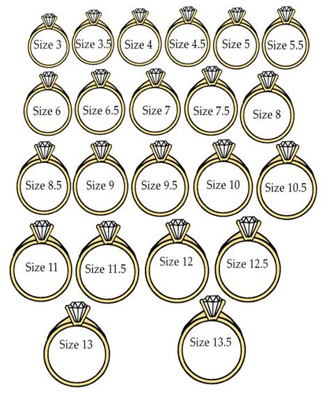 Printable Ring Sizer Chart Actual Size