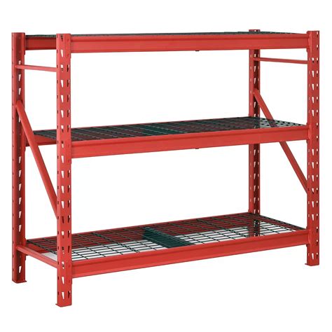 Husky Red 3 Shelf Heavy Duty Industrial Welded Steel Garage Shelving