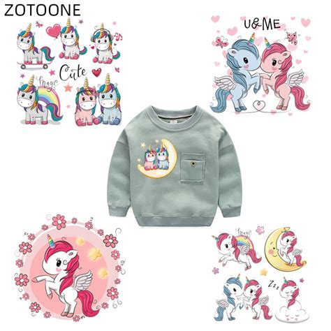 Zotoone Iron On Heat Transfers Patch For Clothes Bag Animal Unicorn Set