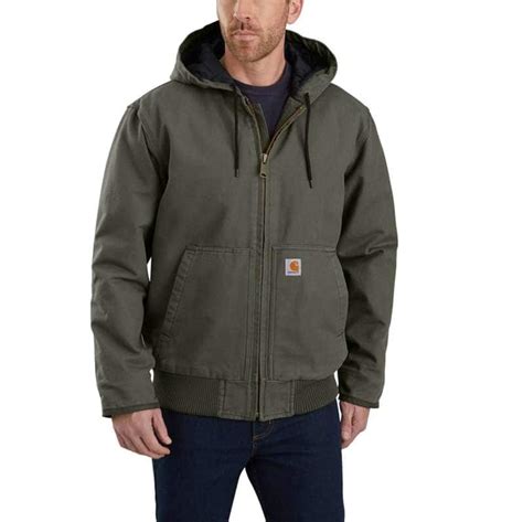 Men S Insulated Active Jac Loose Fit Washed Duck 3 Warmest Rating Reg Carhartt