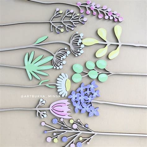 Wooden Leaves Plywood Flowers 10 Wooden Flowers Set Etsy