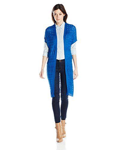 Ny Collection Womens Extended Shoulder Open Front Long Cardigan