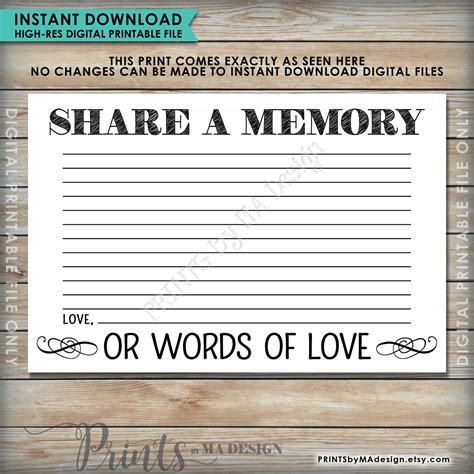 Share A Memory Card Share Memories Please Leave A Memory Memorial