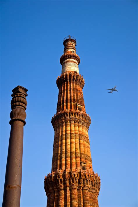 Ashoka Pillar Qutab Minar India Delhi Metal Minar Monument