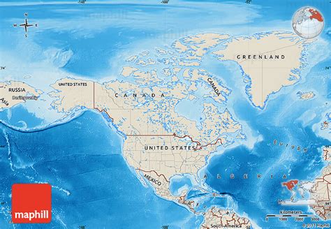 Shaded Relief Map Of North America