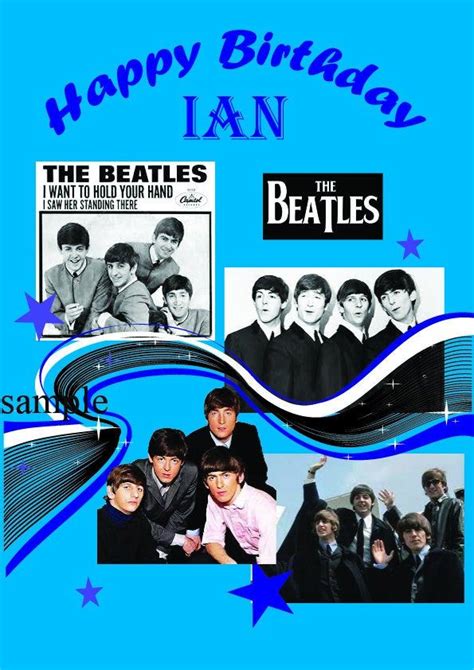 The Beatles Personalised Birthday Card Gb Any Name Age Or Etsy In