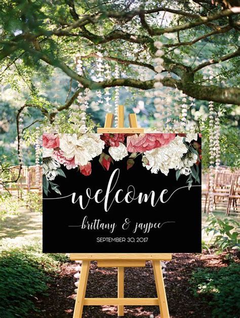Printable Welcome Wedding Sign,Floral Watercolor, Rustic Welcome Sign, Welcome to Our Wedding ...