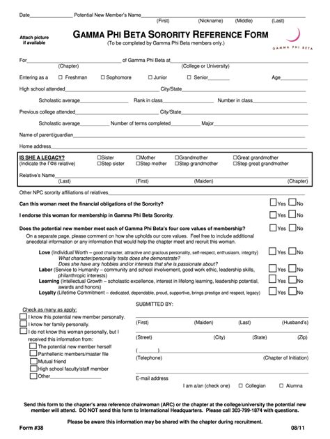 Gamma Phi Beta Sorority Form 38 2011 2021 Fill And Sign Printable Template Online Us Legal Forms
