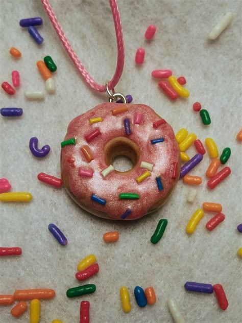Pink Donut Necklace Donut Charm Necklace Donut Jewelry Etsy