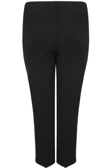 Black Pull On Ribbed Bootcut Trousers Petite Plus Size 16 To 32