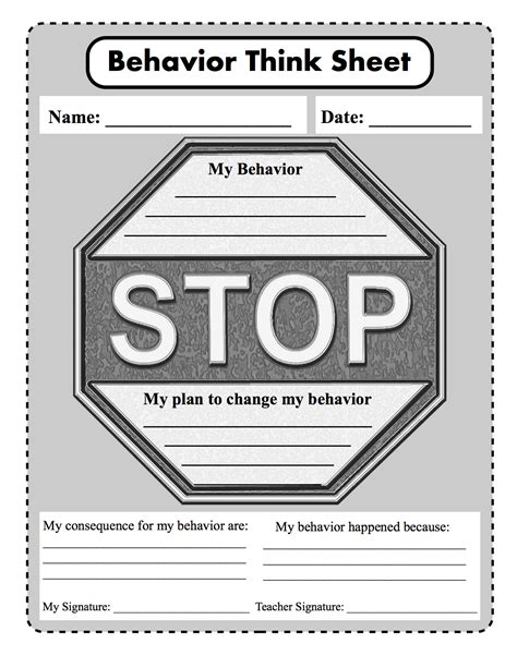 Stop Think And Choose Behavior Consequence Plan To Change From
