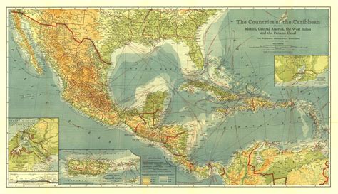 Countries Of The Caribbean 1922 Wall Map By National Geographic