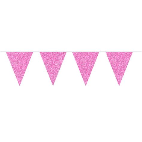 Glitter Hot Pink Shiny Triangle Party Bunting Colourful Bunting