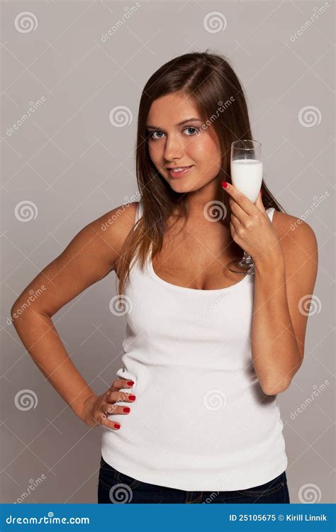 A Glass Of Milk Stock Image Image Of Brunette Idea 25105675