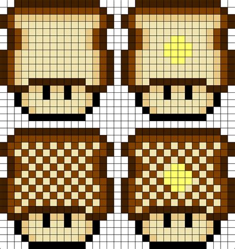 Bread Toast Mushroom Perler Bead Patterns Pixel Art Templates Perler
