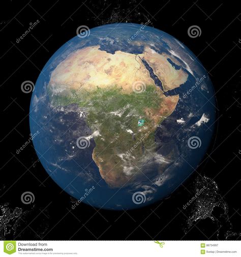 The Earth From Space Showing Africa 3d Render Illustration Other Orientations Available Stock