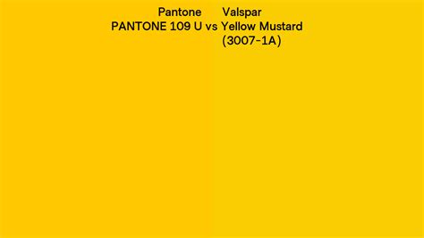 Pantone 109 U Vs Valspar Yellow Mustard 3007 1a Side By Side Comparison