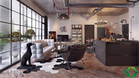 Industrial Style For Living Room Design Apply With Concrete Brick And