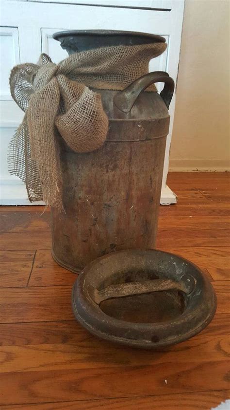 Vintage Dairy Farm Milk Can Patina Rustic Farmhouse Decor Burlap