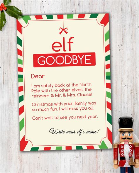 Elf On The Shelf Goodbye Letters Free Printable