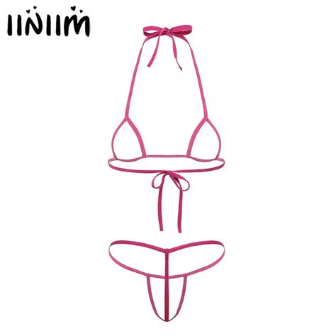 Iiniim Womens Femme Sexy Lingerie Sets Micro Hollow Out Micro Bikini