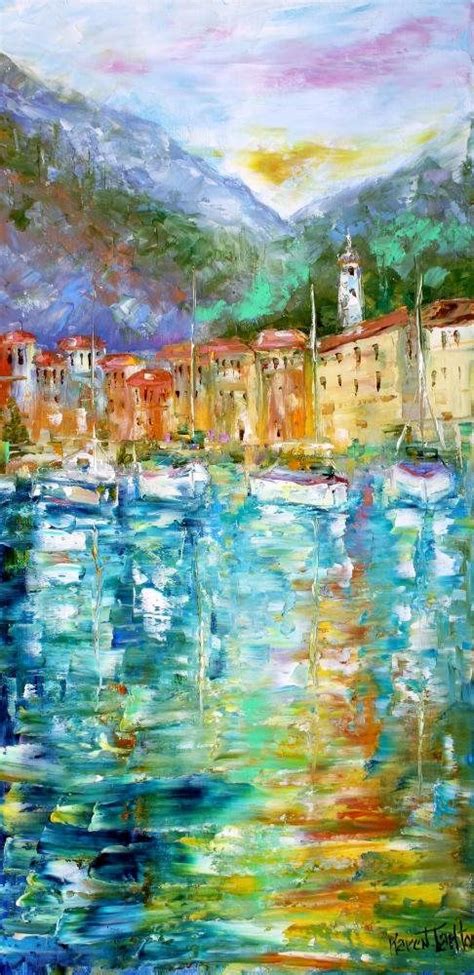 Lake Como Italy View Painting Original Palette Knife Oil Paint Etsy