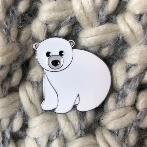Polar Bear Enamel Pin Polar Bear Pin Polar Bear Pin Badge Etsy