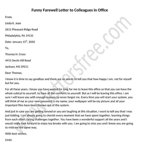 Last Day Of Work Letter To Colleagues Funny Funny Goal