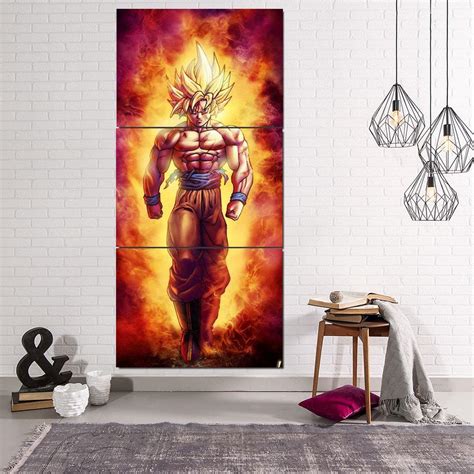 Ssj2 Son Goku Super Saiyan 2 Flame Fire 3pc Canvas Prints — Saiyan Stuff
