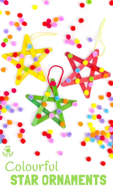 Three Colorful Stars Are Hanging From String And Confetti