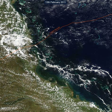 North Queenland Coast From Modis Satellite Images 10 Days After Cyclone