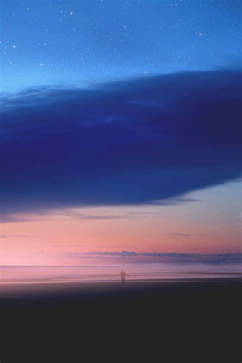 Hd Wallpaper Man Standing On Beach During Sunset Silhouette Of Man