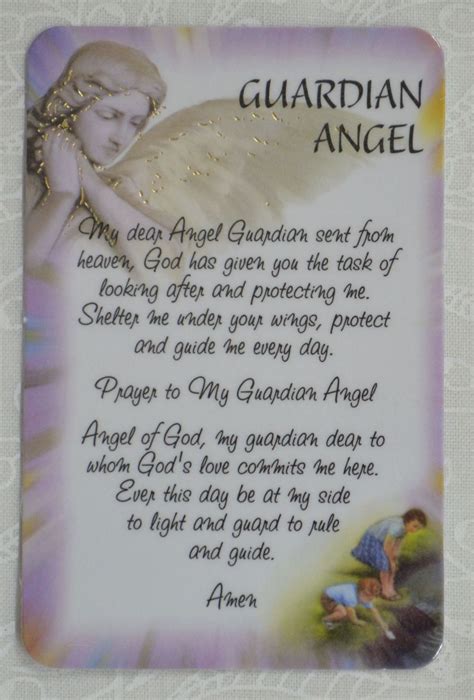 Guardian Angel Laminated Prayer Card 54 X 82mm