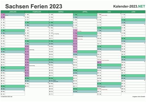 Kalender 2023 Sachsen