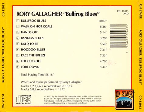 Les Sensass Sillons Rory Gallagher Bullfrog Blues 1972 73 Bootleg 1992