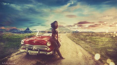 Vintage Car Hot Girl Wallpapers Hd Wallpapers Id 23808