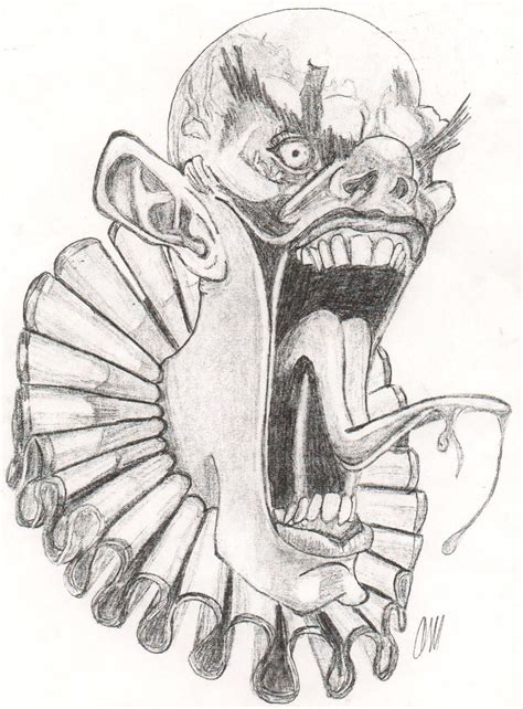 Scary Halloween Drawings Evil Clown By Cagedspirit Scary Halloween